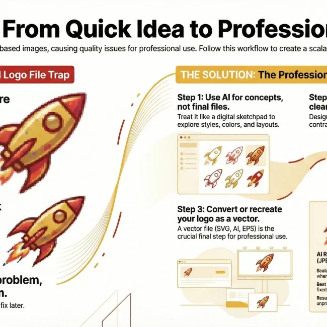 info-graphic detailing the process of turning an AI logo into a Web ready Asset