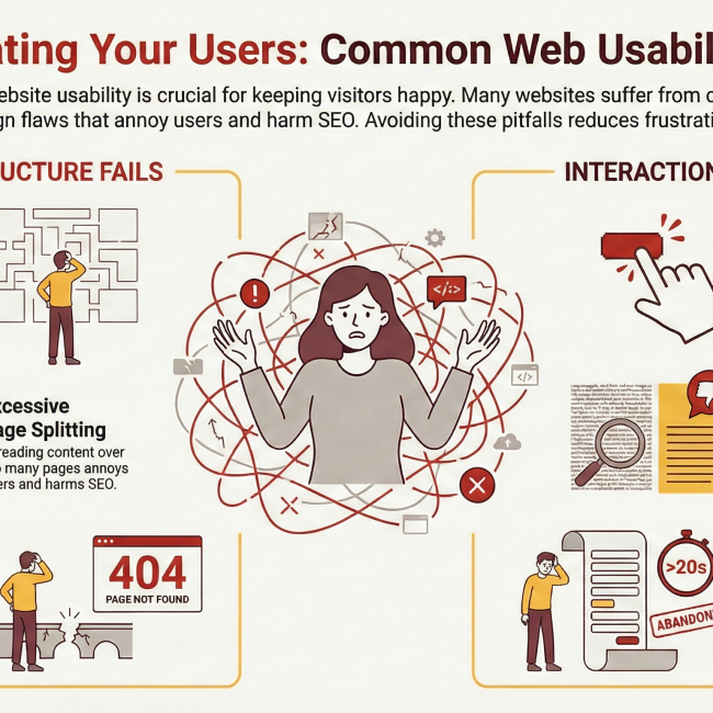 info-graphic detailing 9 common web design mistakes in Blackpool