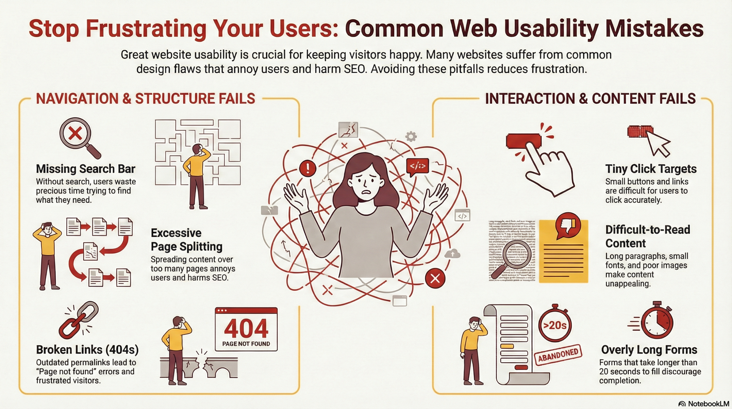 info-graphic detailing 9 common web design mistakes in Blackpool